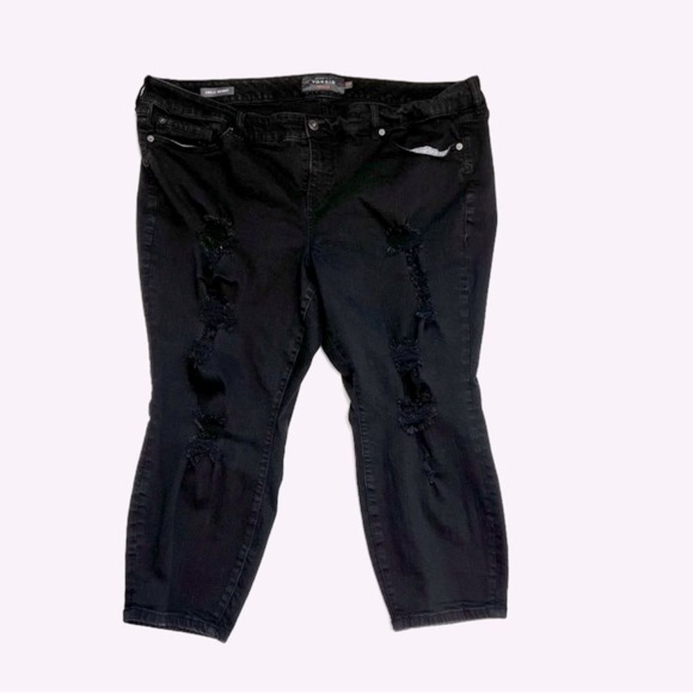 Torrid Distressed Ankle Skinny Jeans 22 XS inseam Black Stretch Denim Ripped